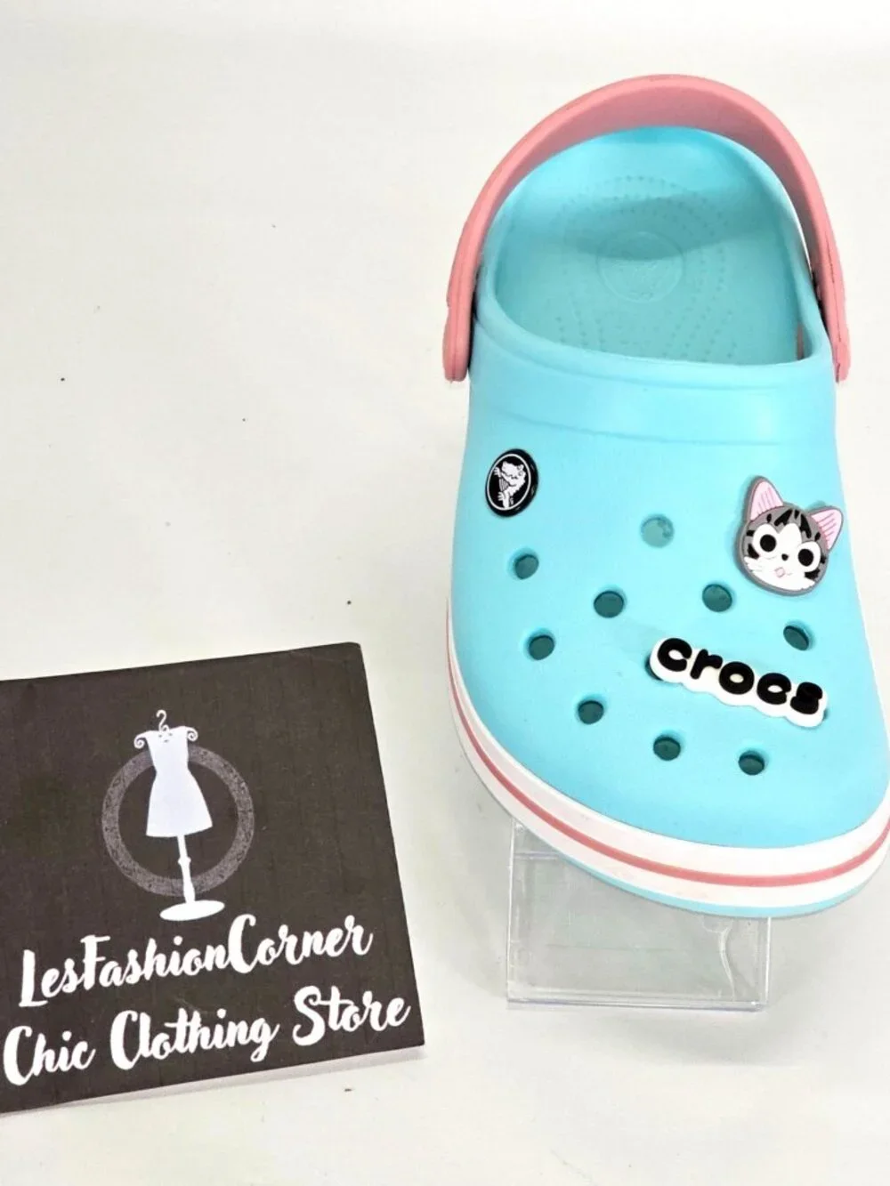 Crocs Junior Ice Blue/Pink Rubber Jibbitz Crocband Clog Size 2 1993